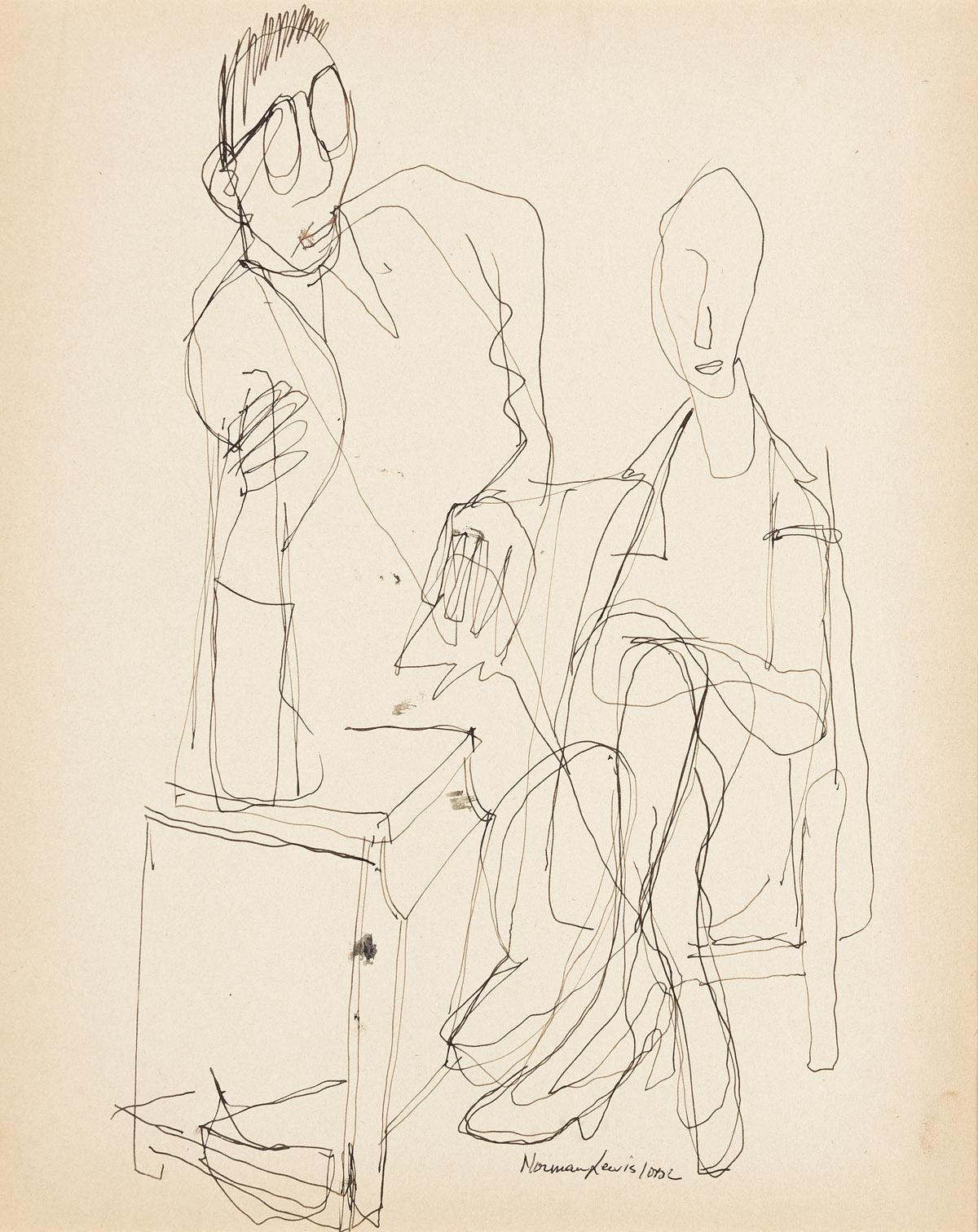 NORMAN LEWIS (1909 - 1979) Untitled (Two Seated Figures)